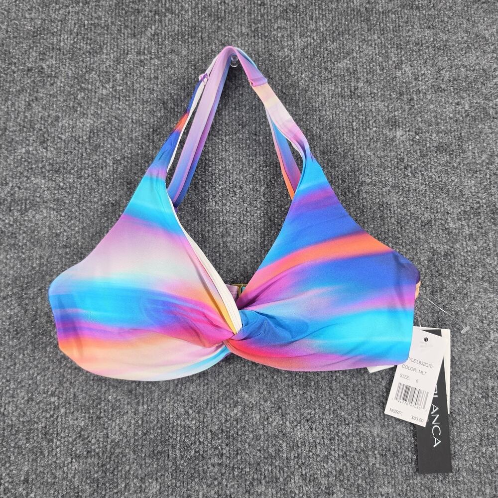 La Blanca Women's Size 6 Bikini Top Multicolor Ombre Halter Convertible Swimwear